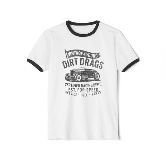 Vintage Racing Dirt Drags Tee - Unisex Cotton Ringer T-Shirt