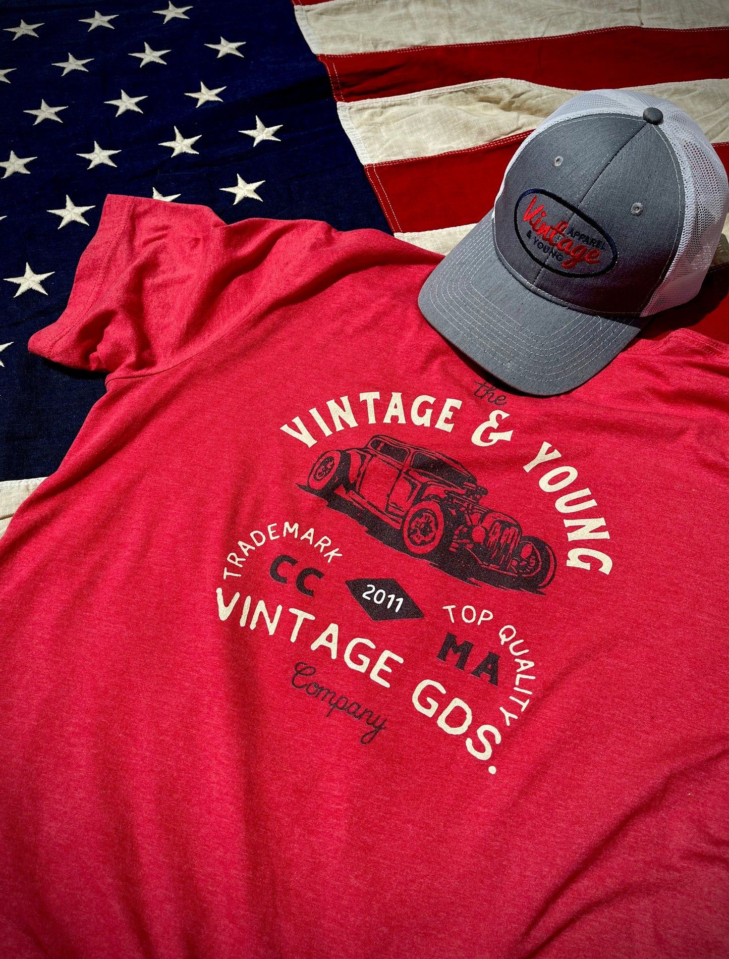 Red Retro Inspired Car Club Tee
