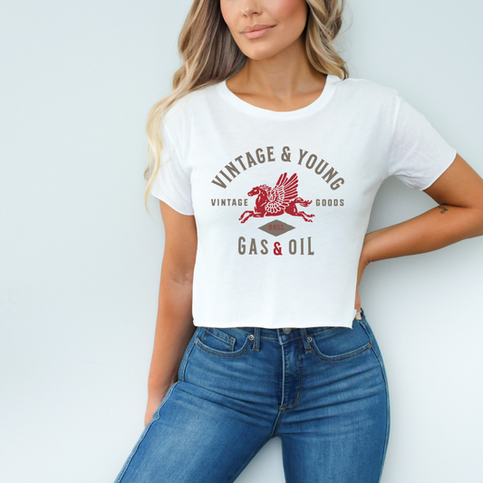 Vintage Young Crop Tee-  Gas & Oil