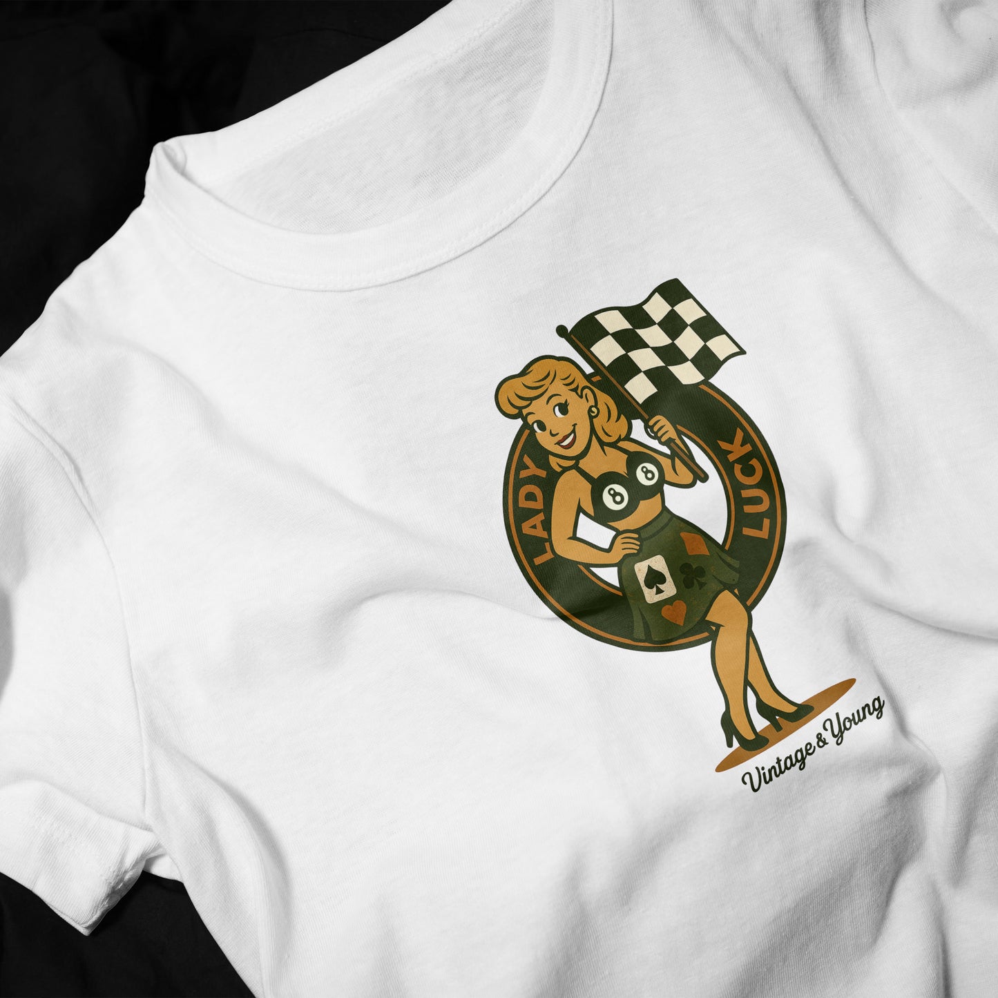 Hanes Beefy Tee/ Boxy Vintage Style Lady Luck