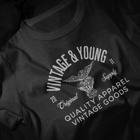 Hanes Beefy/ Boxy Vintage Style Flying Eagle Tee