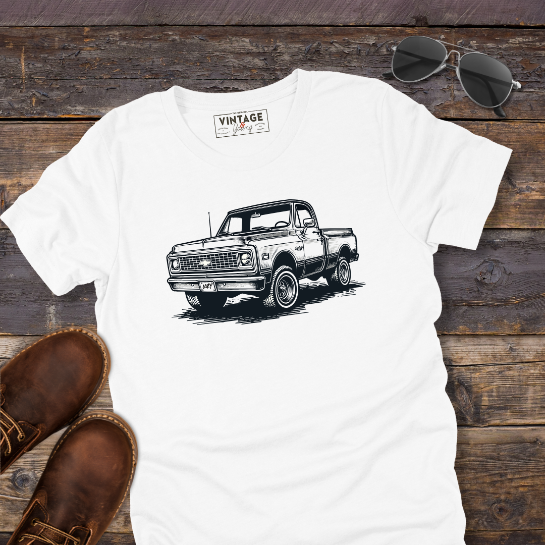 Vintage Square Body Pickup Truck 4x4 Hand-Drawn Style T-Shirt