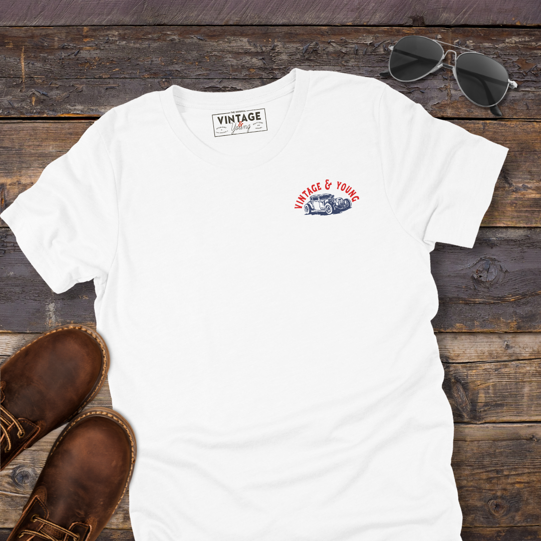 White Retro Inspired Car Club Tee